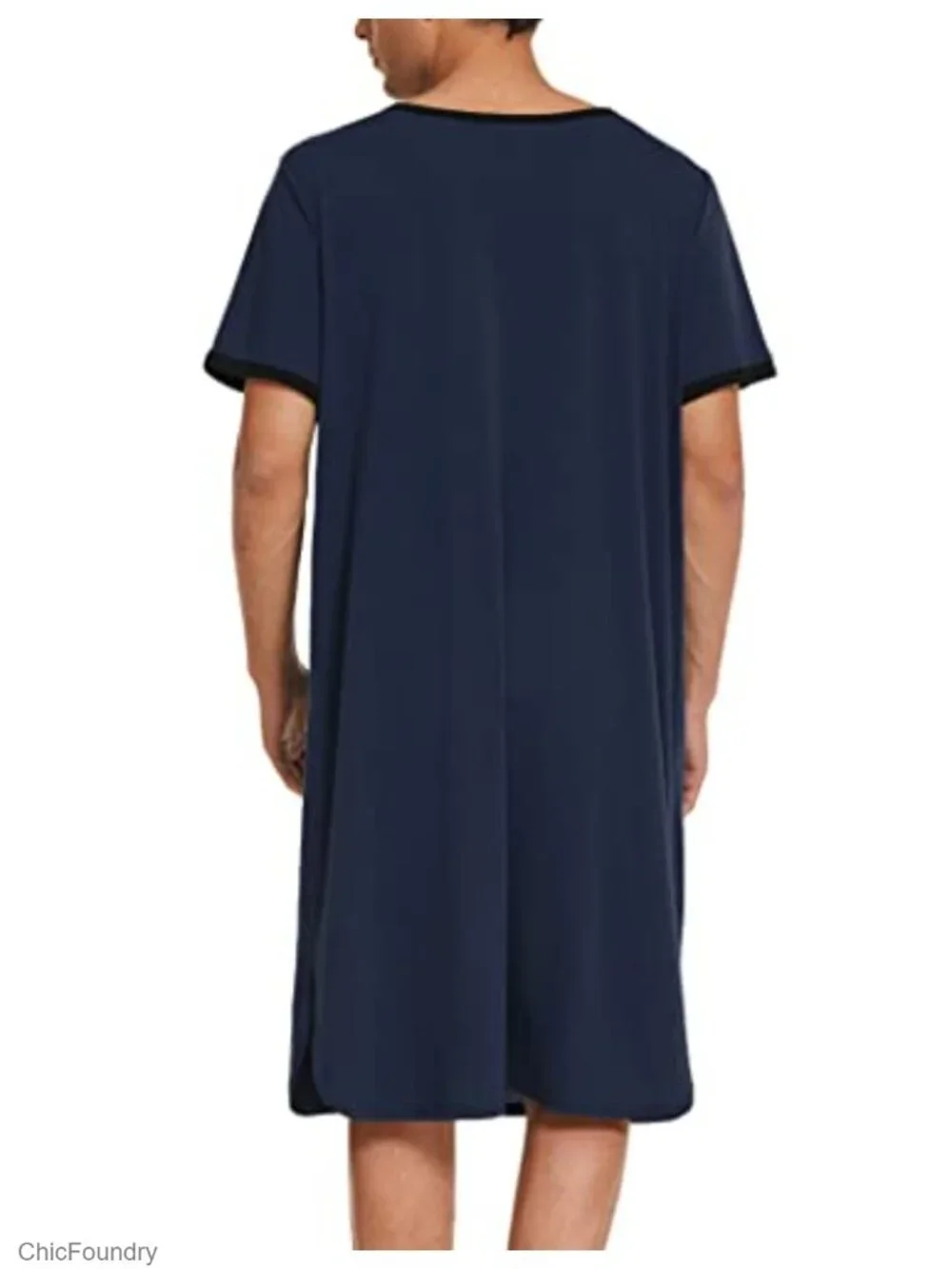 Men's Short Sleeve Henley Nightshirt Sleep Shirt Big & Tall